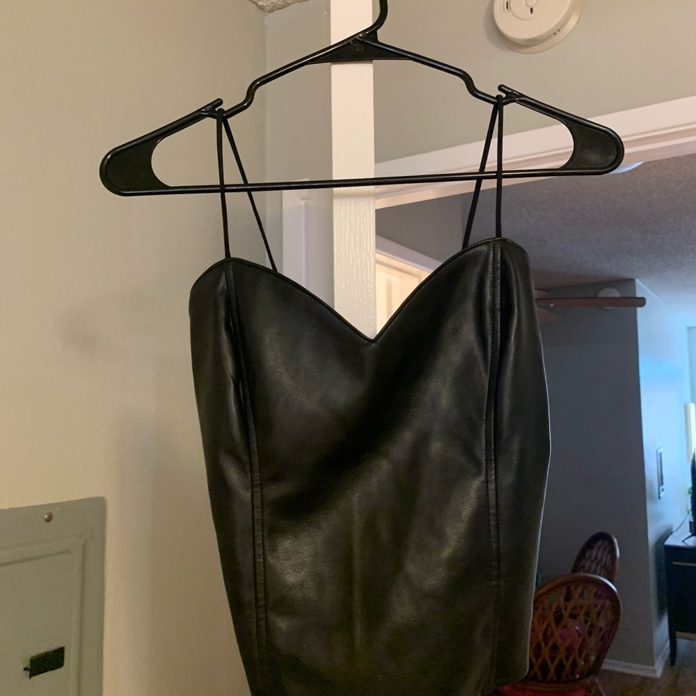 Heartloom black leather tank